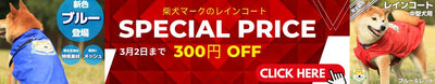 期間限定 300円OFF 柴犬プリントのレインコート レッドとブルー 2025年3月2日まで！！