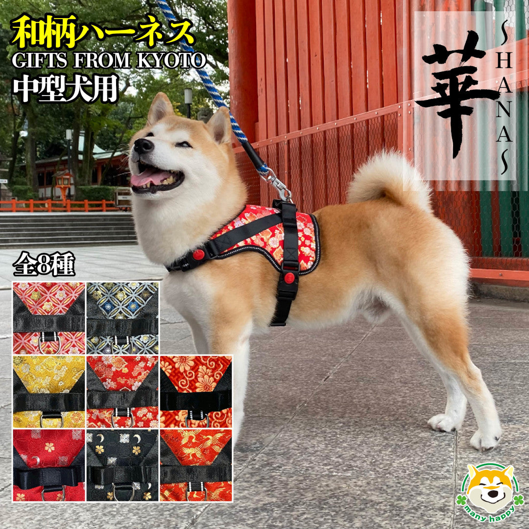 犬の和柄ハーネス 中型犬サイズ 新柄追加 京都西陣織で作った