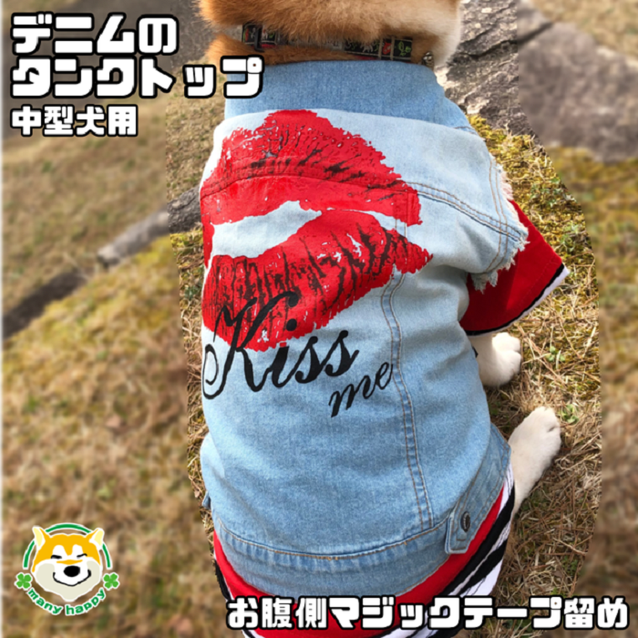 中型犬用 デニムベスト キッスマークがトレンド♪ – 柴犬コウタの